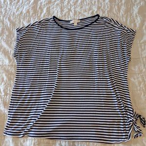 Michael Kors plus size side tie boat neck striped tshirt